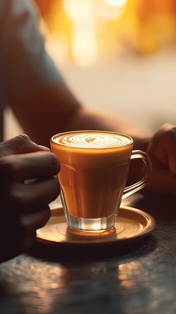 Photo a cup of latte with the word latte on it