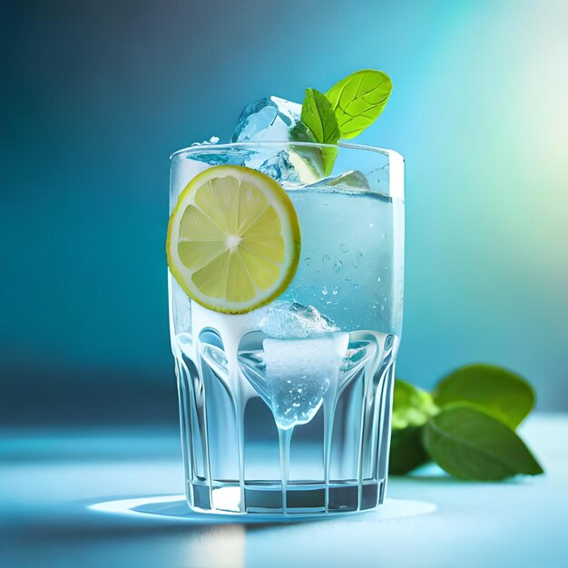 A cup of lemon combined with water juice and refreshing mint