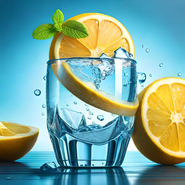 A cup of lemon combined with water juice and refreshing mint