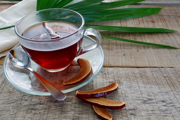 A cup of Lingzhi mushroom tea or reishi mushroom