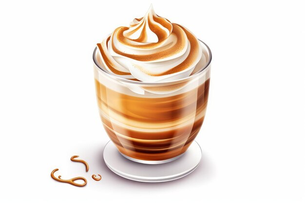 Photo cup of macchiato isolated on white cartoon style ai generated