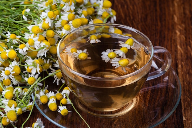 Cup of medicinal chamomile tea