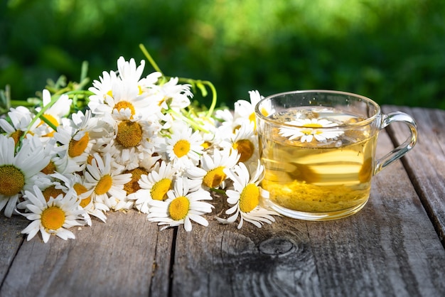 Cup of natural tea with chamomile