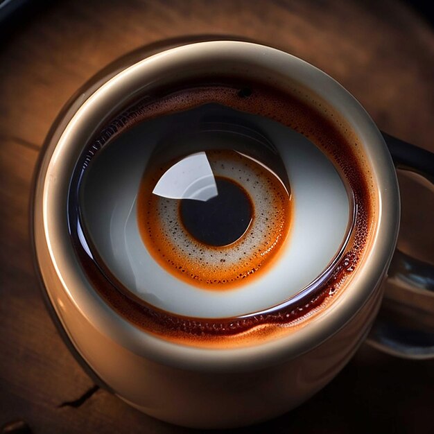 写真 目の中に一杯のコーヒー