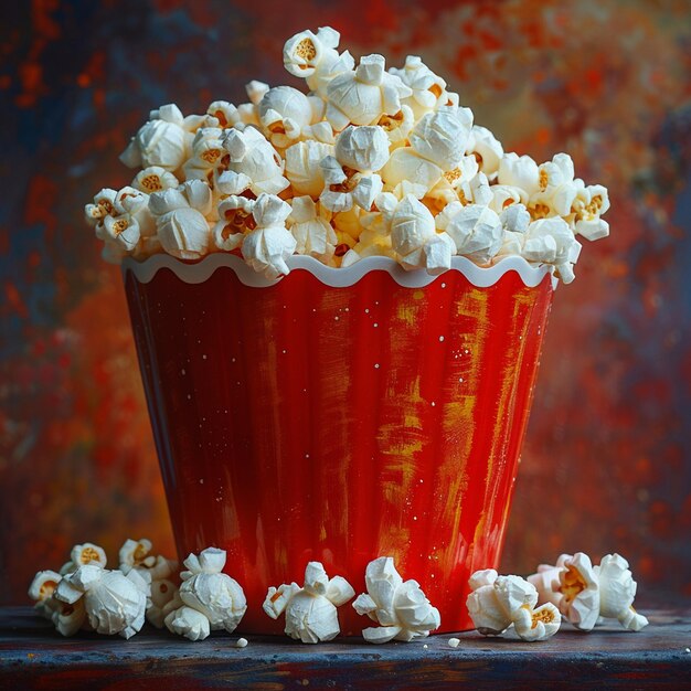 Photo a cup of popcorn that is on a table