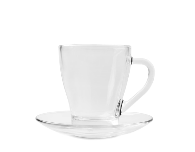 Cup and saucer on white background