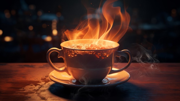 Cup of streaming hot coffee