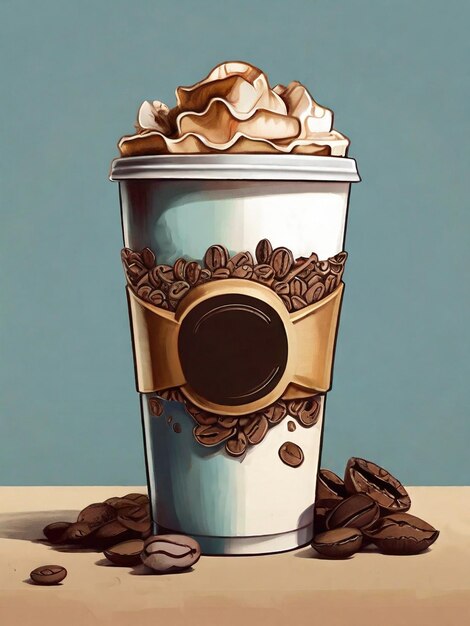 A cup of take away coffee illustration illustration detailed illustration created using generative