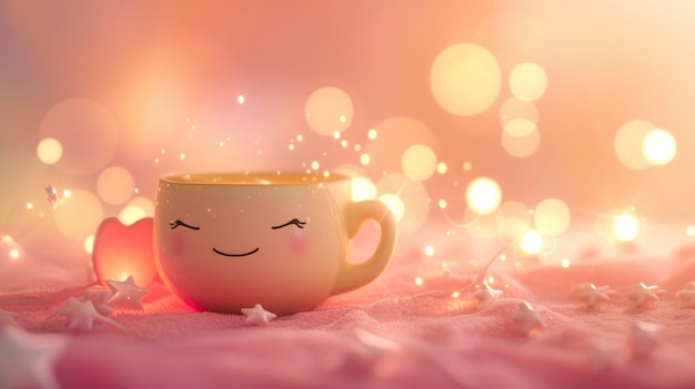 A cup of tea on bokeh background