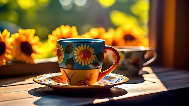 A cup of tea by the window sill