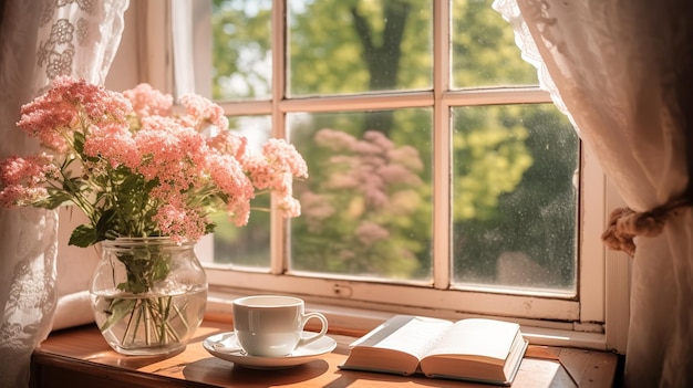 A cup of tea by the window sill