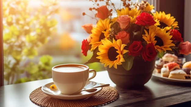 A cup of tea by the window sill