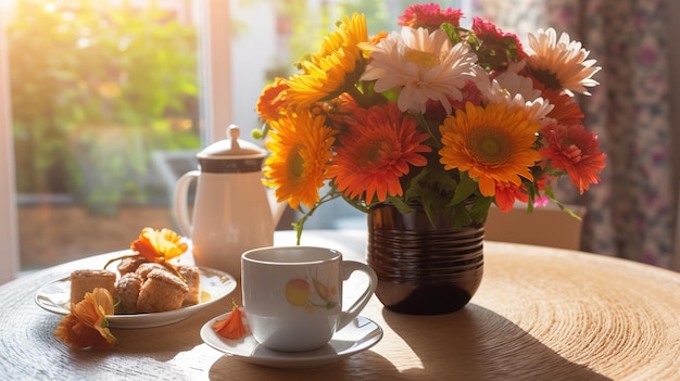 A cup of tea by the window sill