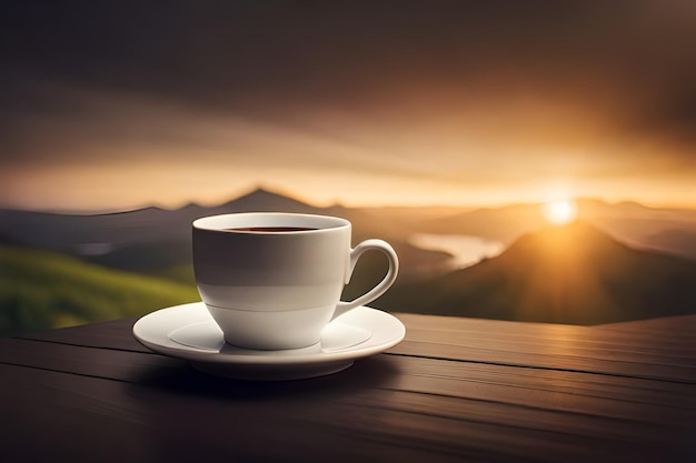 a cup of tea and a plate of tea on a table