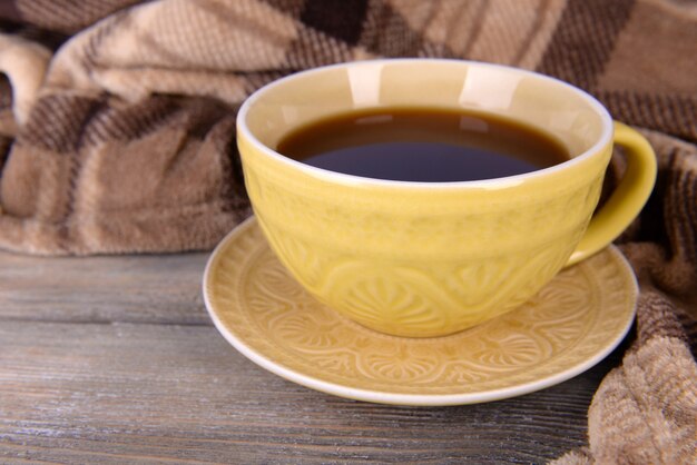 Cup of tea on table close-up