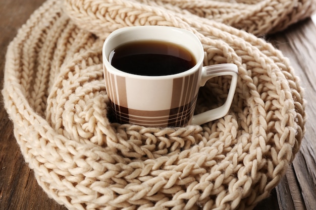 Cup of tea on table close-up