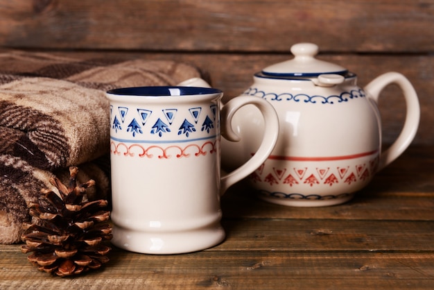 Cup of tea on table close-up