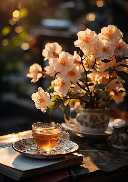 чашка чая и чайная чашка на столе