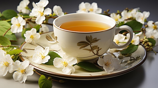 cup of tea on a white background