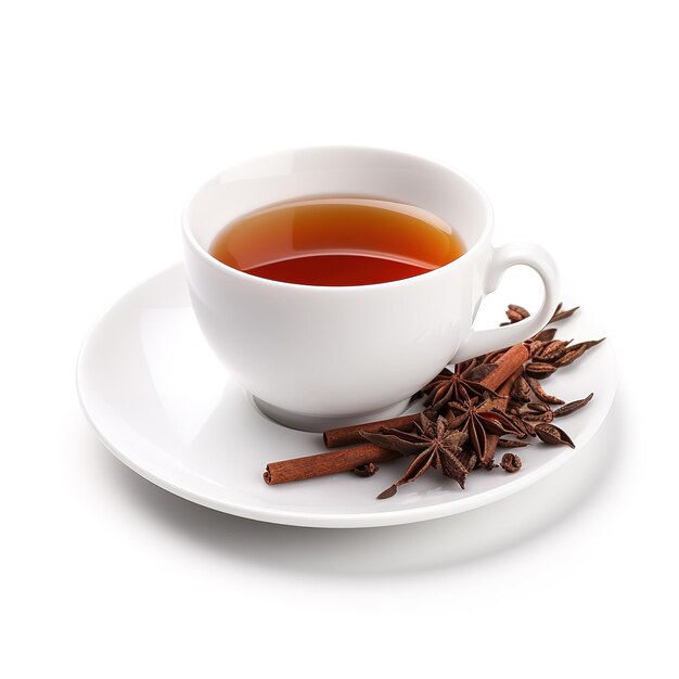 Cup tea on a white background