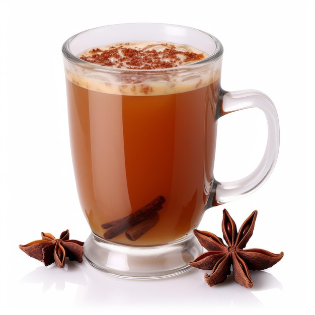 A cup of tea with cinnamon and star anise