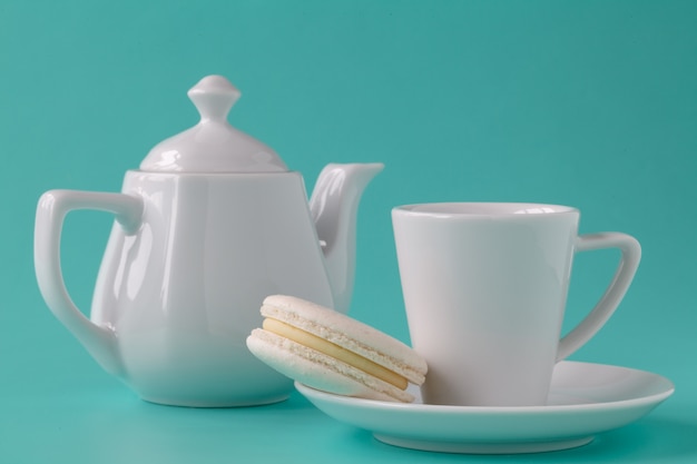 Cup of tea with macaroon