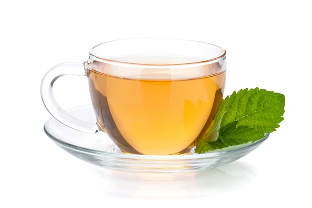 Cup of tea with mint leaves