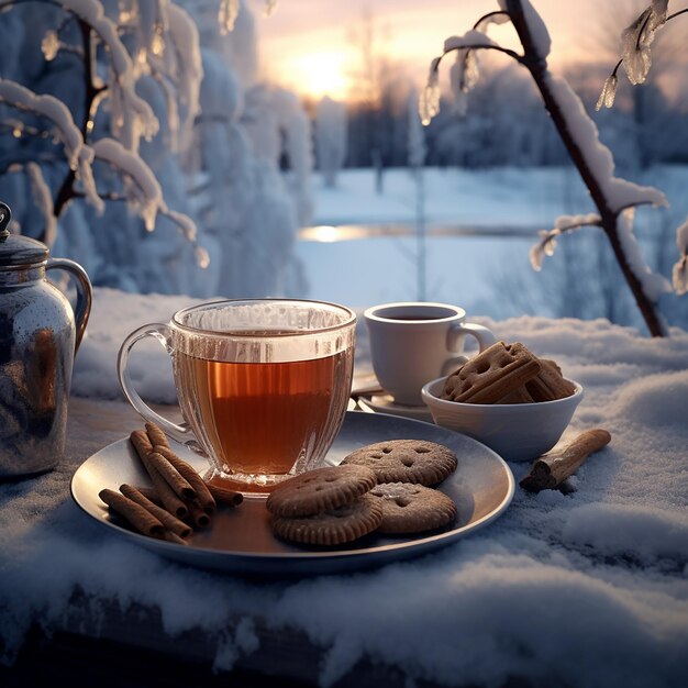 Photo cup of tea with snakes