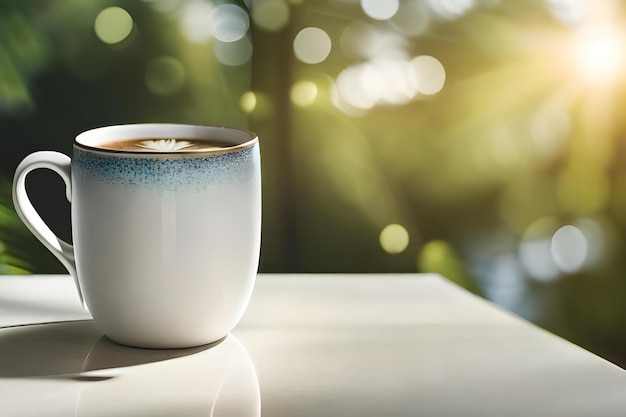 A cup of tea with the words " the word " on it.