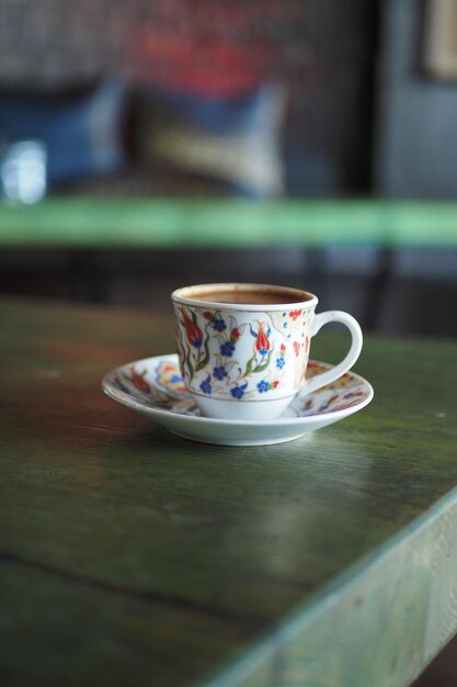 A cup of turkish coffee on table