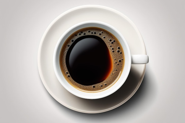 A cup of warm aromatic coffee seen from above Generative ai