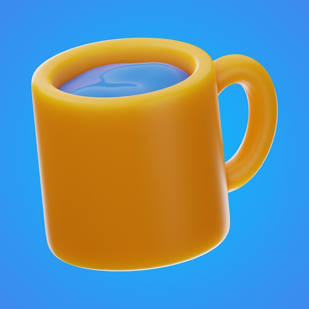 Cup of water food and drink icon 3d rendering on isolated background