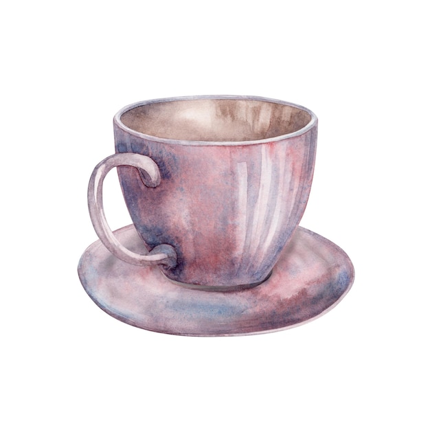 Cup Watercolor Isolate Illustration for clipart Designed for menus culinary blogs packaging textiles web design sites stickers invitations patterns logos Drawn by hand