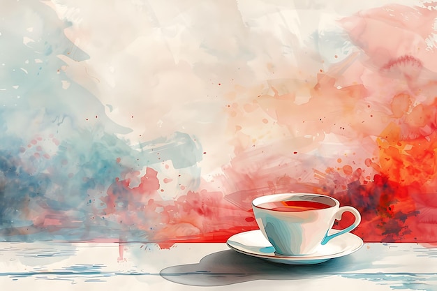 Cup of Wine With Texture of Watercolor Brushstrokes Painterl Illustration Trending Background Decor