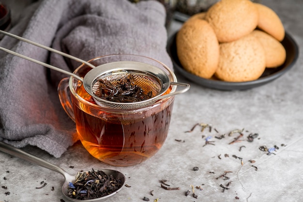 Photo cup with aromatic tea