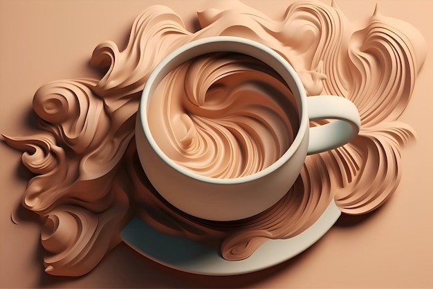 Cup with cocoa or hot chocolate art Generative AI