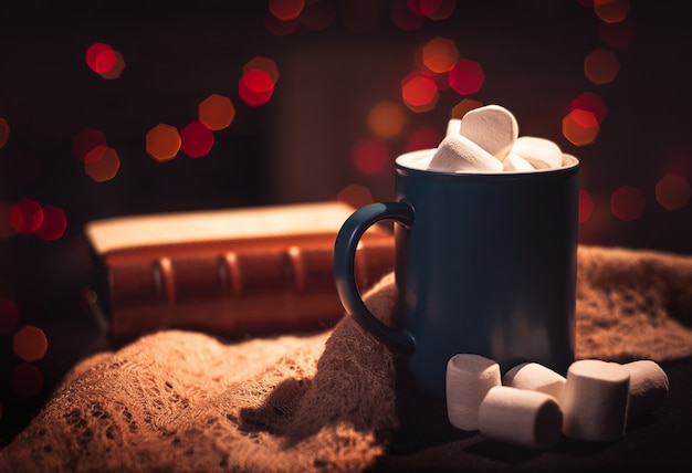 cup with cocoa and marshmallows