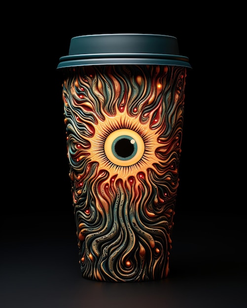 Photo a cup with an eye inside of it that has an eye on it.