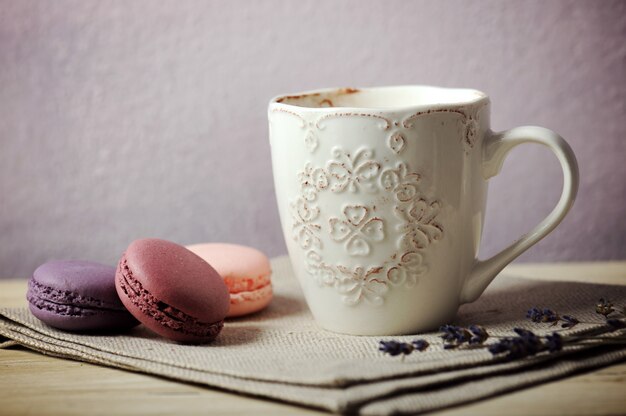 Cup with macaroons