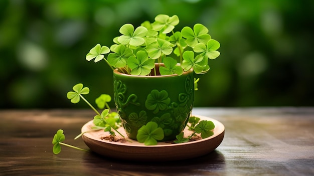 A cup with shamrocks generative AI