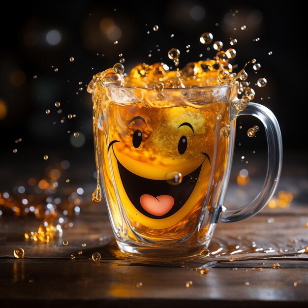 a cup with a smiley face and a smiley face on it