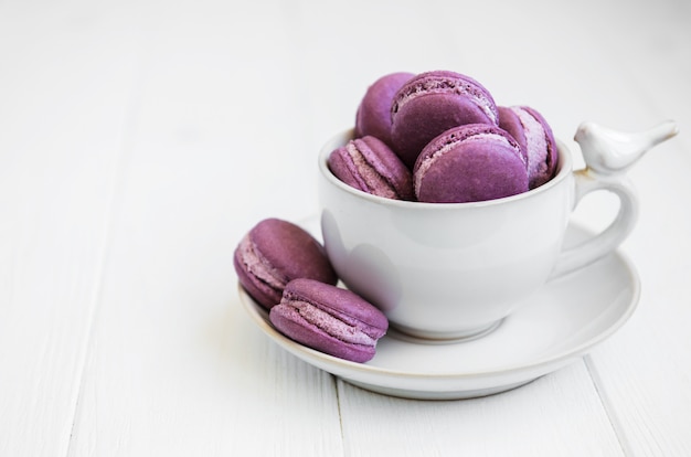 Cup with sweet macaroons