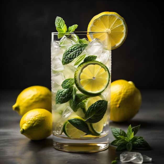 A cup of your mojito with lemon