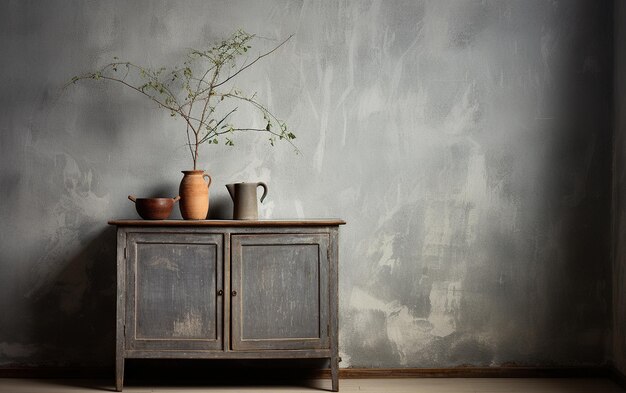 Cupboard Near Plastered Gray Wall