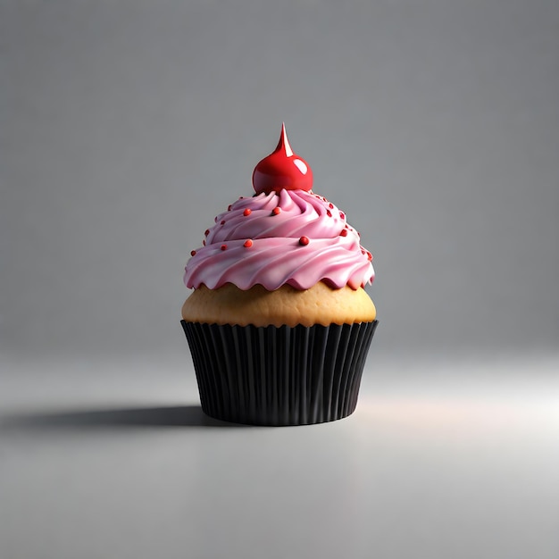 cupcake 3d render stijl geïsoleerd op witte achtergrond ai generatief