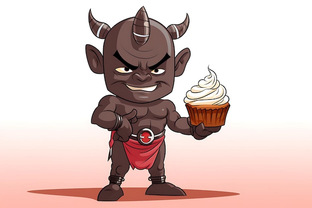 Foto cupcake afrikaanse tribale strijder mascotte cartoon