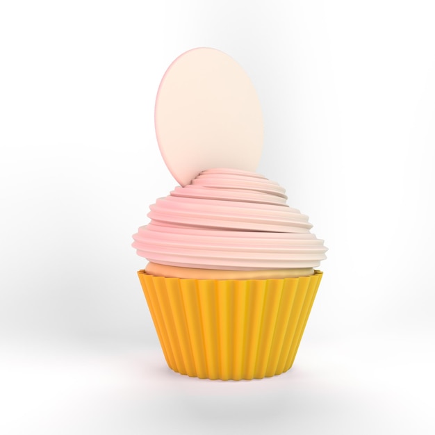 Cupcake indietro lato destro isolato in sfondo bianco