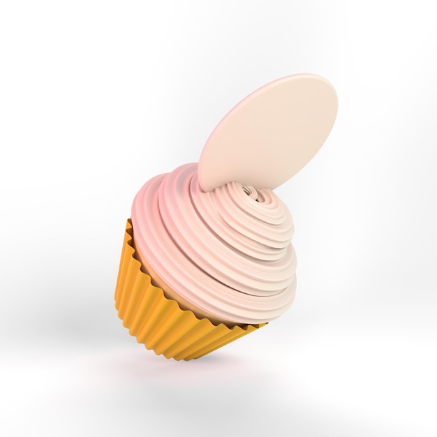 Cupcake Back Right View Isolated In White Background