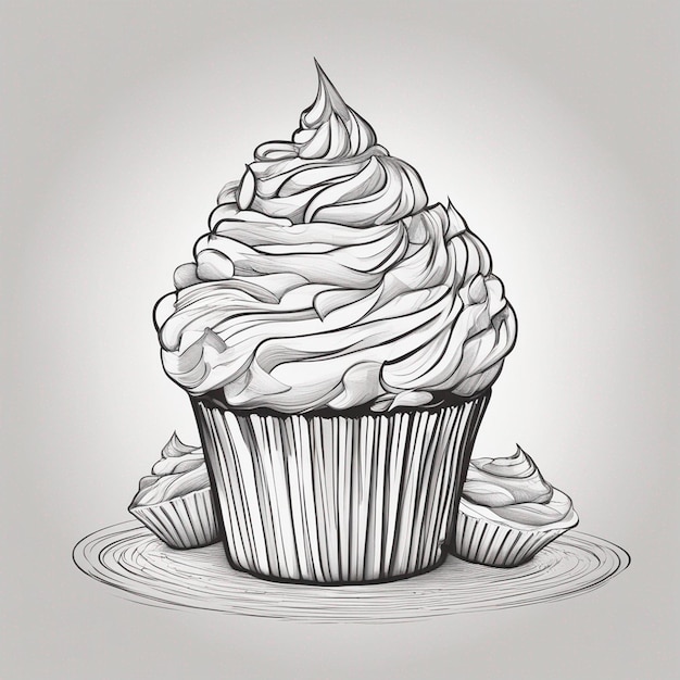 Photo cupcake coloring book vector white background outline