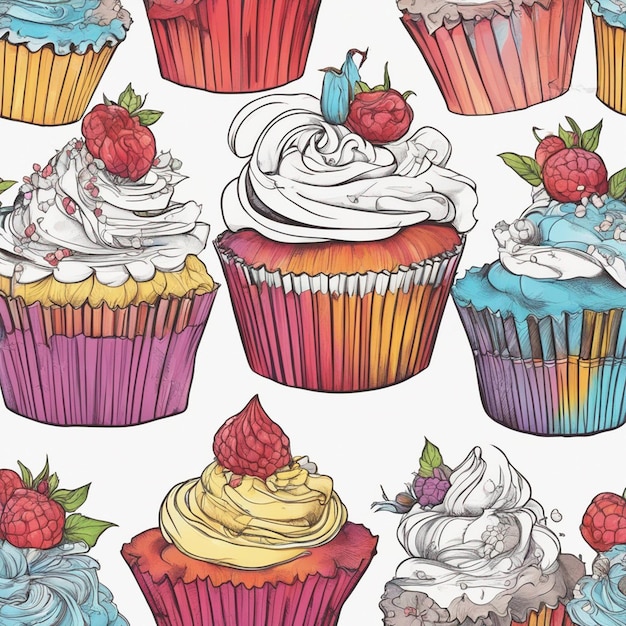 cupcake coloring book vector white background outline